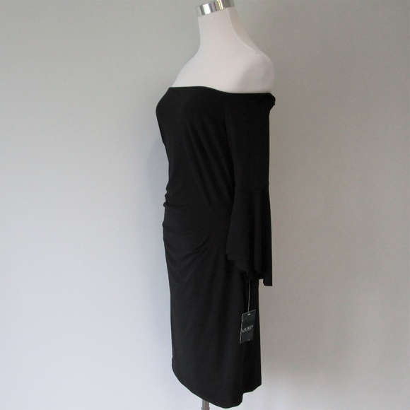 NWT Black Off Shoulder Bell Sleeve Cocktail Dress - Picture 4 of 8